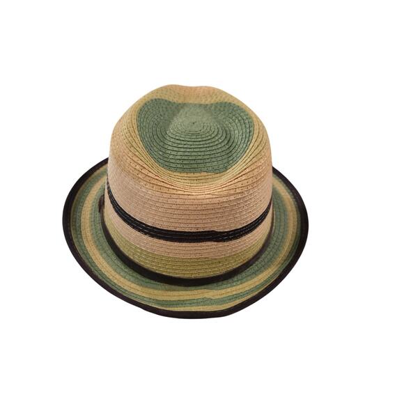 Som-Her Mexico Colorblock Straw Fedora Hat Cream Green Black Unisex O/S Boho main image 4